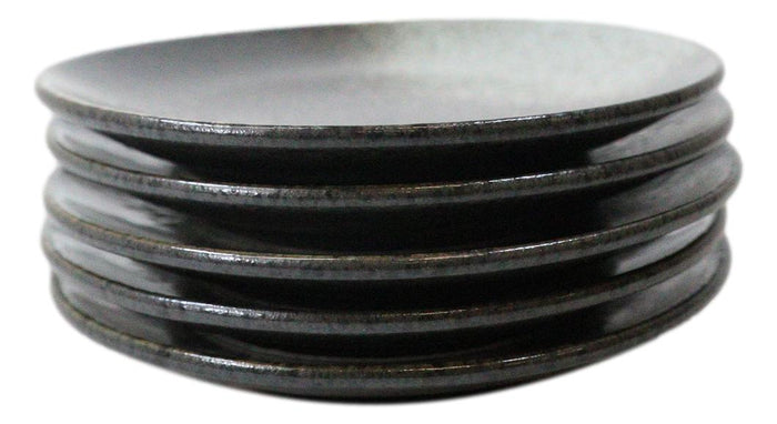 Ebros Gift Set Of 6 Grey Tone Hakumu Round Appetizer Dessert Salad Ceramic Plates 6"D
