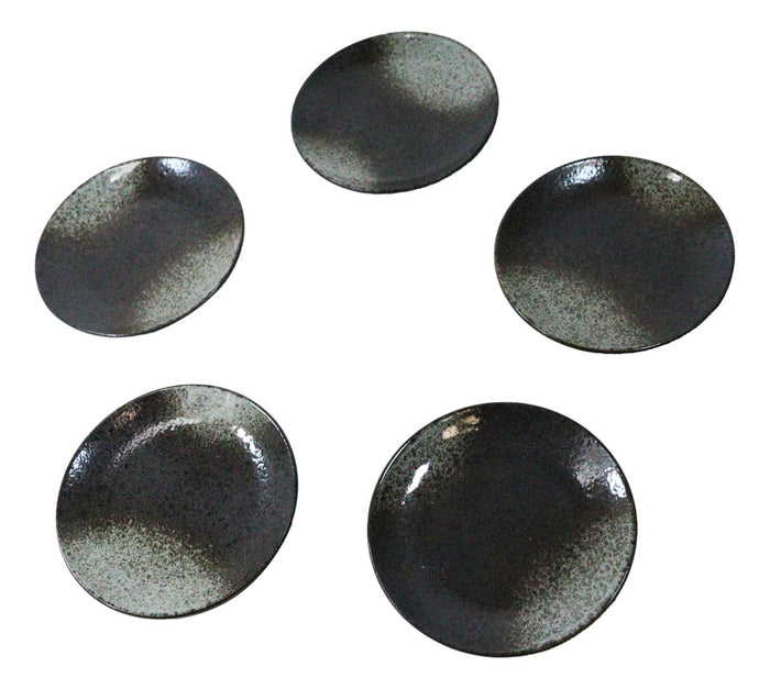Ebros Gift Set Of 6 Grey Tone Hakumu Round Appetizer Dessert Salad Ceramic Plates 6"D