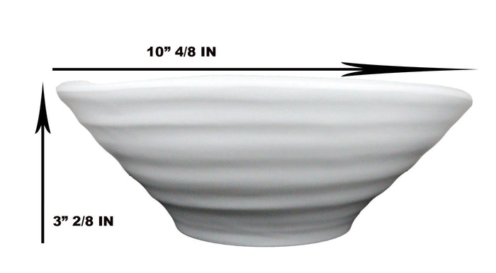 Ebros Gift Set Of 6 Irregular Ridged Matte White Melamine Pasta Salad Soup Large Bowls
