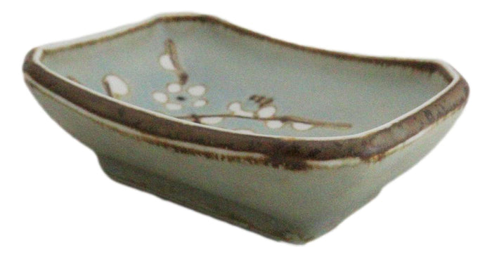 Ebros Gift Set Of 6 Japanese Soushun Sakura Porcelain Soy Sauce Rectangular Dipping Bowls