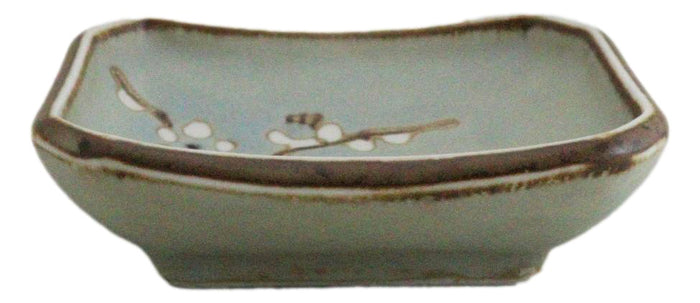 Ebros Gift Set Of 6 Japanese Soushun Sakura Porcelain Soy Sauce Rectangular Dipping Bowls