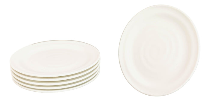 Ebros Gift Set Of 6 Modern Irregular Matte White Melamine Small Appetizer Dessert Plates