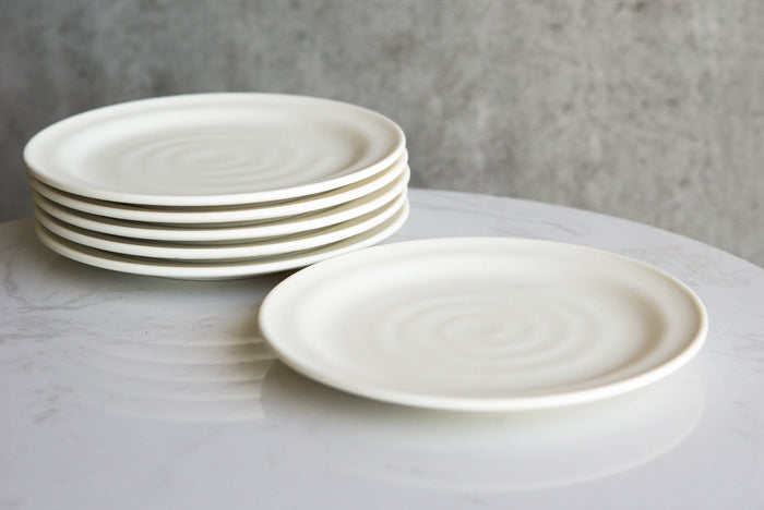ebros gift Set of 6 Modern Irregular Matte White Melamine Small Appetizer Dessert Plates