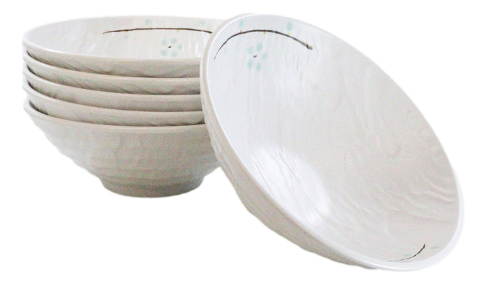 ebros gift Set Of 6 Modern Yukino Hana Melamine Large Ramen Soup Pasta Salad Bowls 46oz 9"D