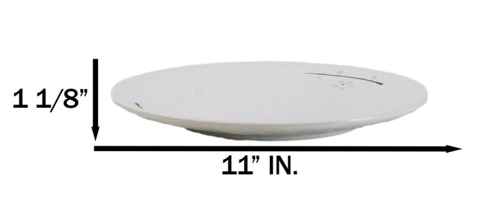 Ebros Gift Set Of 6 Modern Yukino Hana Snowflakes Melamine Large Round Dinner Plates 11"D