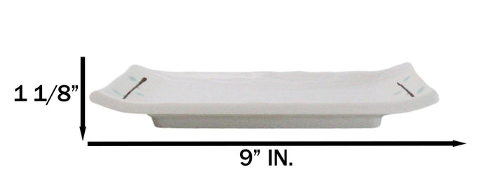 Ebros Gift Set Of 6 Modern Yukino Hana Snowflakes Melamine Rectangular Sushi Plates 8.5"L
