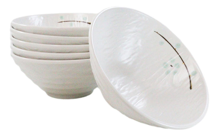 ebros gift Set Of 6 Modern Yukino Hana Snowflakes Melamine Soup Pasta Salad Bowls 26oz