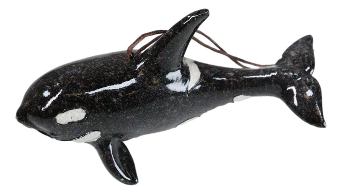 Ebros Gift Set Of 6 Nautical Black Orca Whales Ocean Marine Wall Decor Tree Ornaments