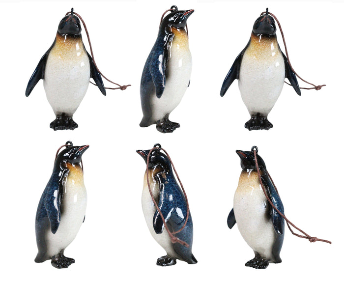 ebros gift Set Of 6 Nautical Emperor Penguins Ocean Marine Wall Decor Tree Ornaments
