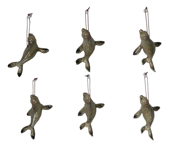 Ebros Gift Set Of 6 Nautical Sea Grey Seals Ocean Marine Wall Decor Tree Ornaments