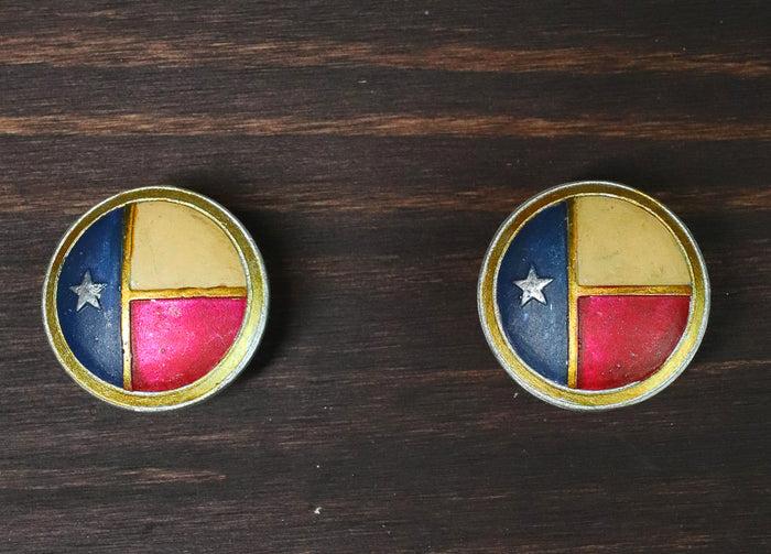 Ebros Gift Set Of 6 Patriotic Western Rustic Texas Lone Star Flag Cabinet Door Pull Knobs