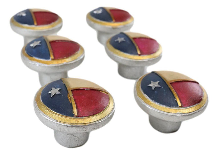 ebros gift Set Of 6 Patriotic Western Rustic Texas Lone Star Flag Cabinet Door Pull Knobs