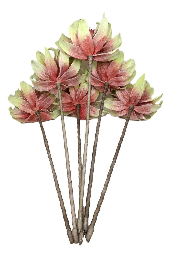 Ebros Gift Set Of 6 Realistic Artificial Botanica Flowers Faux Plants Fern Grass Leaf Stems