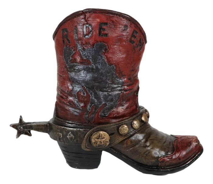 Ebros Gift Set Of 6 Rustic Western Tooled Leather Finish Cowboy Boots Miniature Figurines
