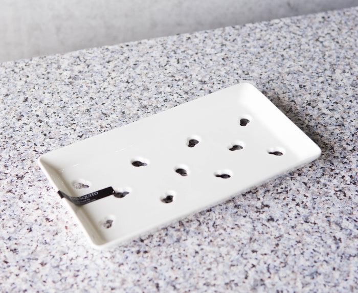 Ebros Gift Set Of 6 White Japanese Neta Zara Ceramic Sushi Case Chef Drip Plate 8.75"X4.75"