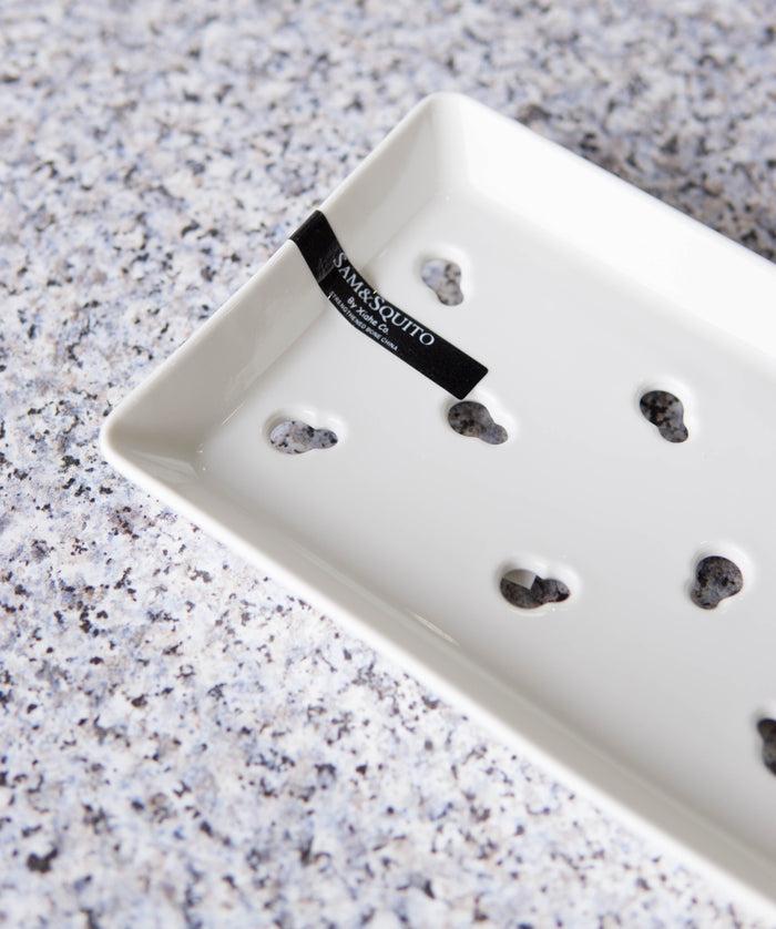 Ebros Gift Set Of 6 White Japanese Neta Zara Ceramic Sushi Case Chef Drip Plate 8.75"X4.75"