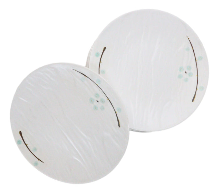 Ebros Gift Set Of 6 Yukino Hana Snowflakes Melamine Appetizer Dessert Salad Round Plates 7"