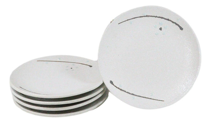 ebros gift Set Of 6 Yukino Hana Snowflakes Round Appetizer Dessert Salad Ceramic Plates 6"D