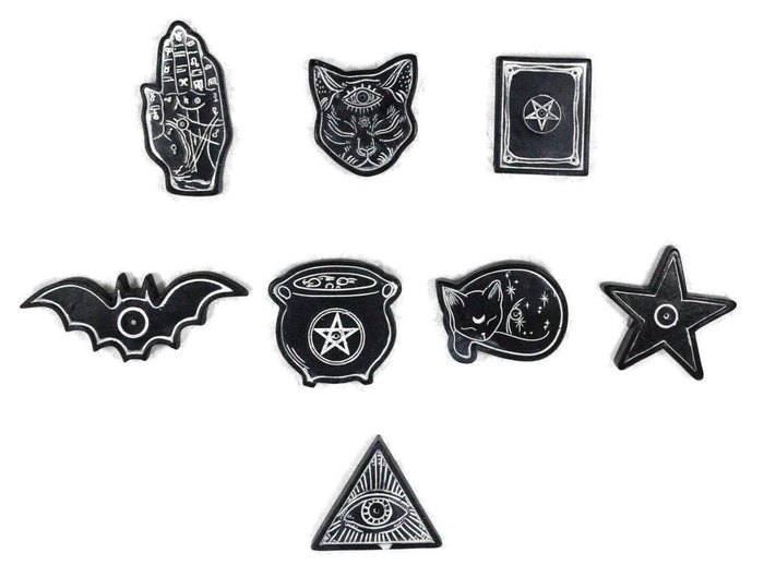Ebros Gift Set Of 8 Wicca Pentagram Evil Eye Hamsa Cats Bat Cauldron Incense Stick Holders