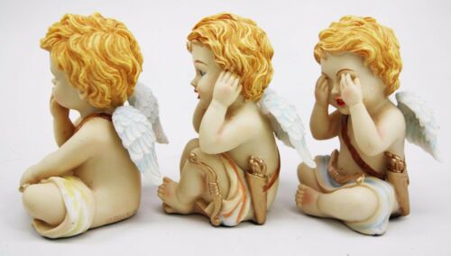 Ebros Gift Set Of Three See Hear Speak No Evil Wise Cupid Angel Babies Figurine Set Decor