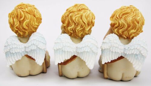 Ebros Gift Set Of Three See Hear Speak No Evil Wise Cupid Angel Babies Figurine Set Decor