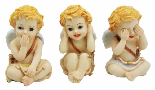 ebros gift Set of Three See Hear Speak No Evil Wise Cupid Angel Babies Figurine Set Decor