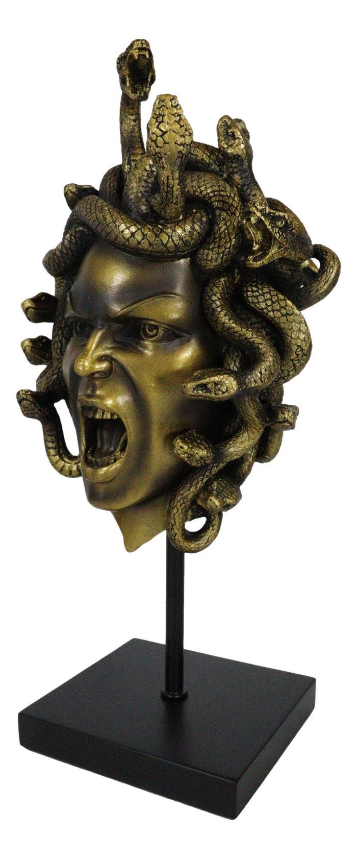 Ebros Gift Severed Head Greek Goddess Medusa With Venom Snakes Hair On Pole Stand Figurine