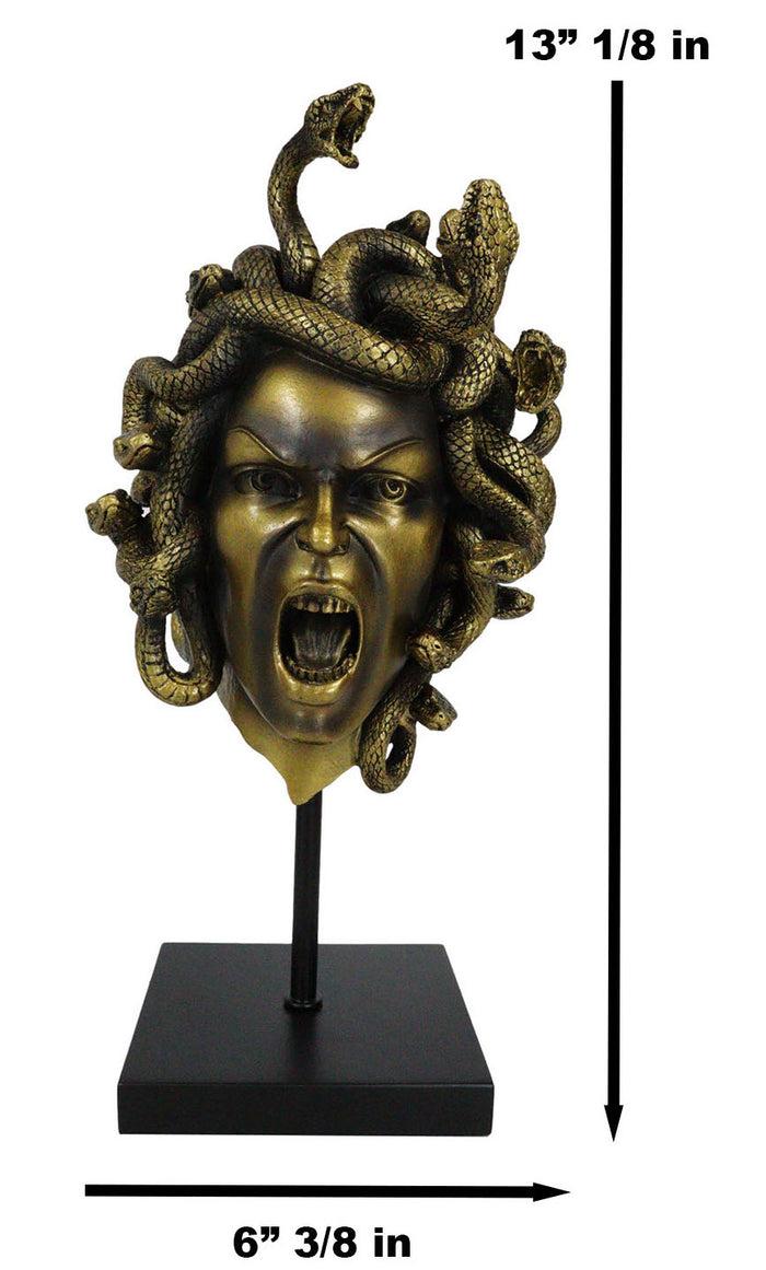 Ebros Gift Severed Head Greek Goddess Medusa With Venom Snakes Hair On Pole Stand Figurine