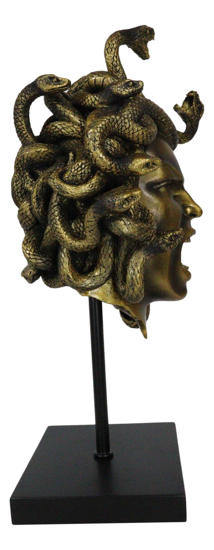 Ebros Gift Severed Head Greek Goddess Medusa With Venom Snakes Hair On Pole Stand Figurine