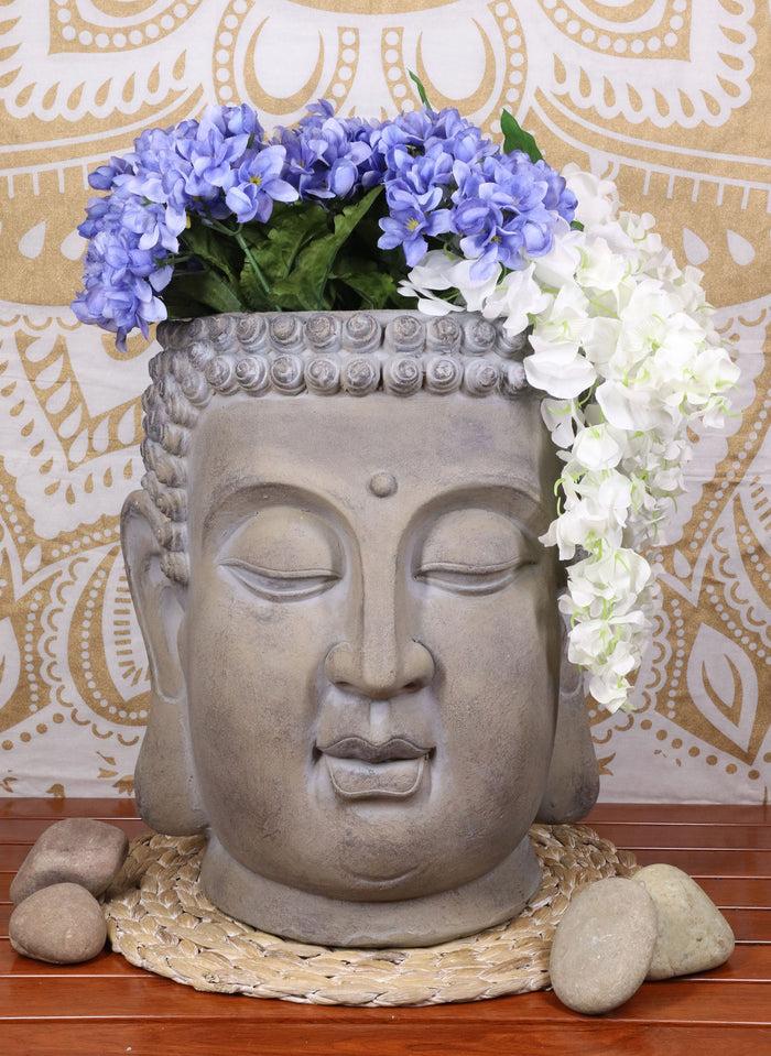 ebros gift Shakyamuni Buddha Gautama Head Flower Plants Vase Planter Garden Statue 14.75"H