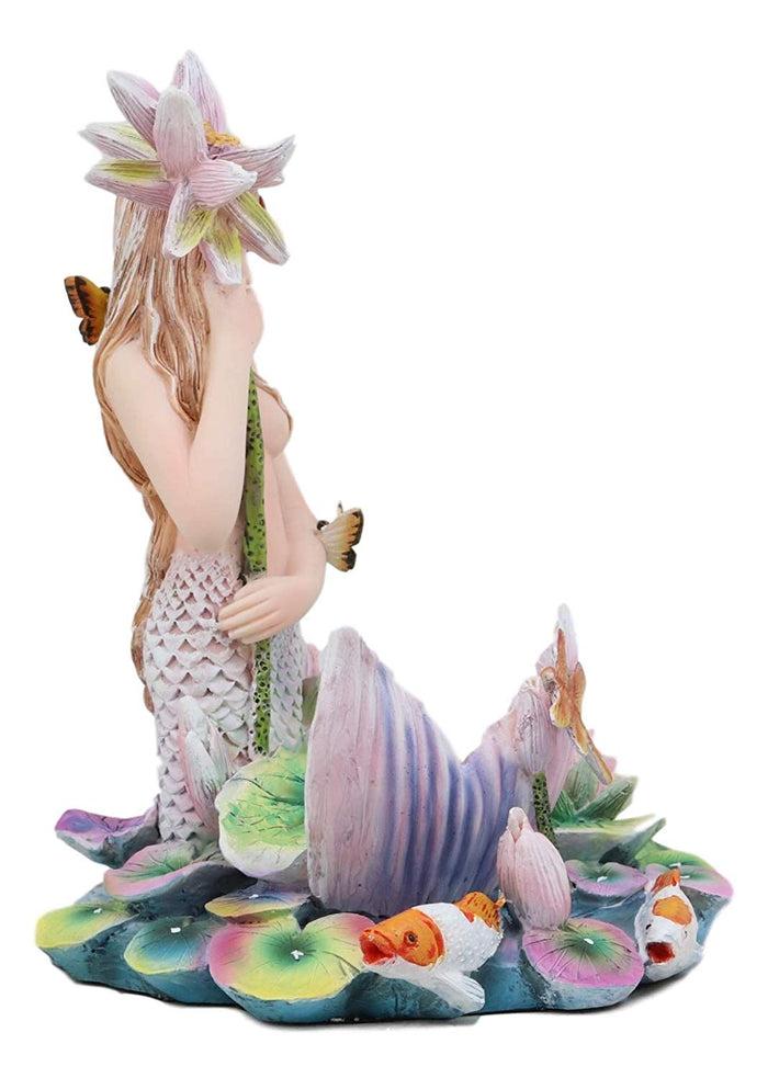 Ebros Gift Sheila Wolk Rainbow Pool Mermaid By Butterfly Dragonfly And Koi Fishes Statue