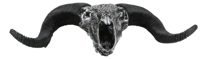 Ebros Gift Silver Tribal Floral Vines Tooled Filigree Corsican Ram Cow Skull Wall Decor