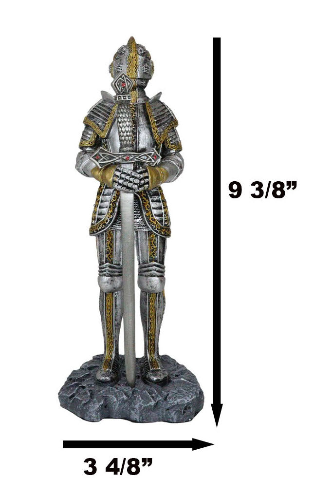 Ebros Gift Sir Percival Standing Medieval Knight W/ Excalibur Sword Letter Opener Figurine