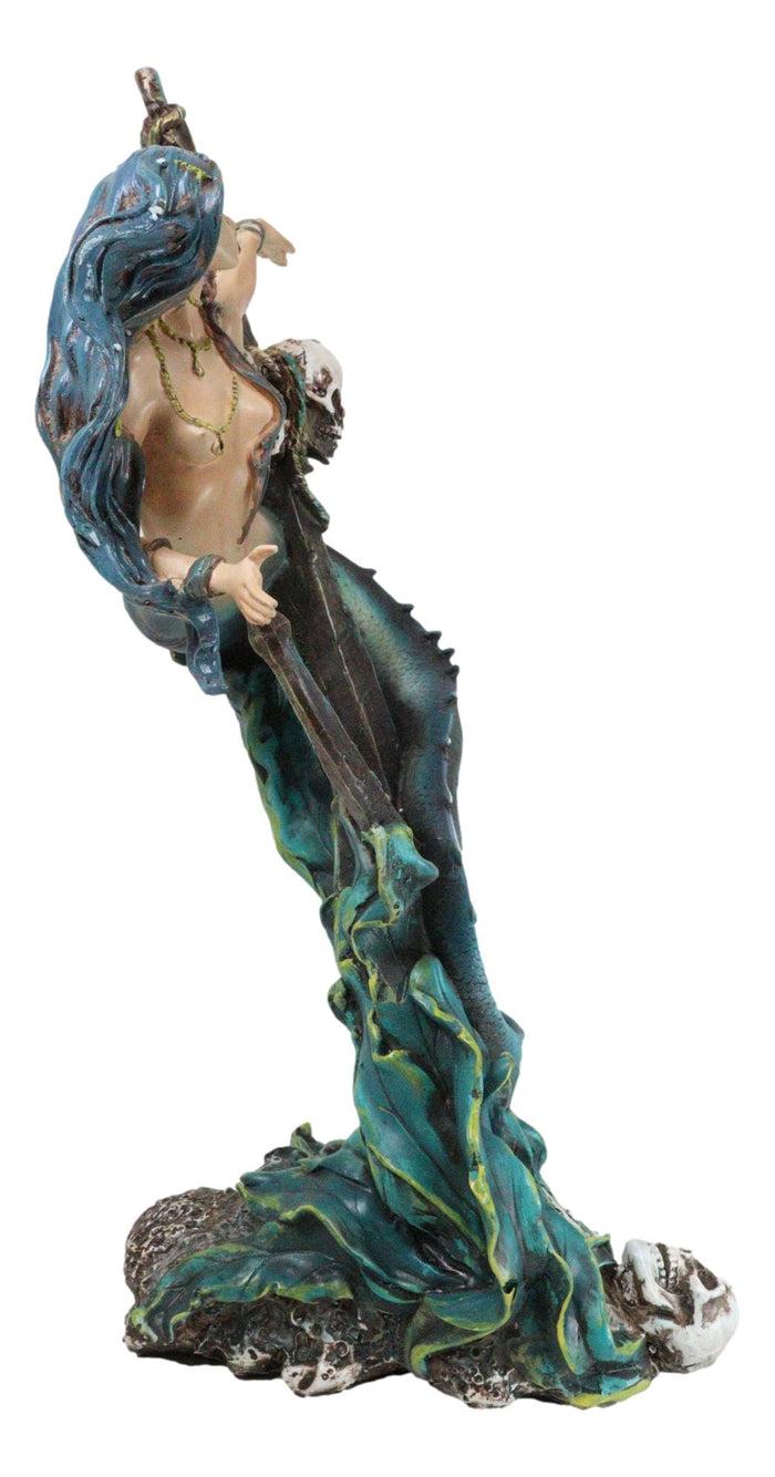Ebros Gift Siren Mermaid Holding Ship Anchor With Skulls On Ocean Waves Home Decor Figurine