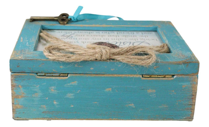 Ebros Gift Sister Thank You Calm And Joy Locket Heart Teal Wood Musical Trinket Box 4"X6"