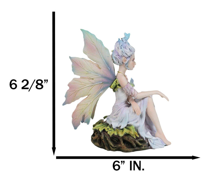 Ebros Gift Sitting Elf Pixie Air Wind Elemental Fairy In Ethereal Rainbow Dress Figurine