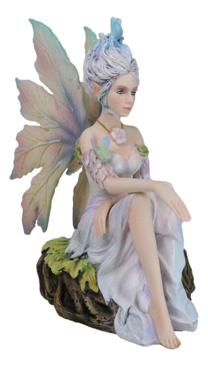 ebros gift Sitting Elf Pixie Air Wind Elemental Fairy in Ethereal Rainbow Dress Figurine