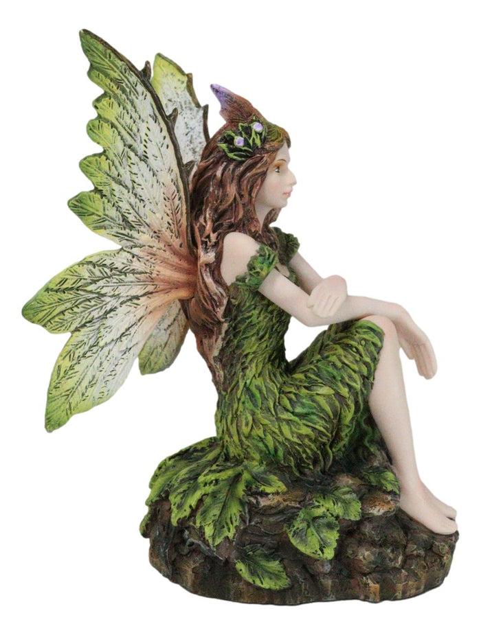 Ebros Gift Sitting Pretty Tribal Elf Pixie Earth Fairy In Green Foliage Dress Figurine