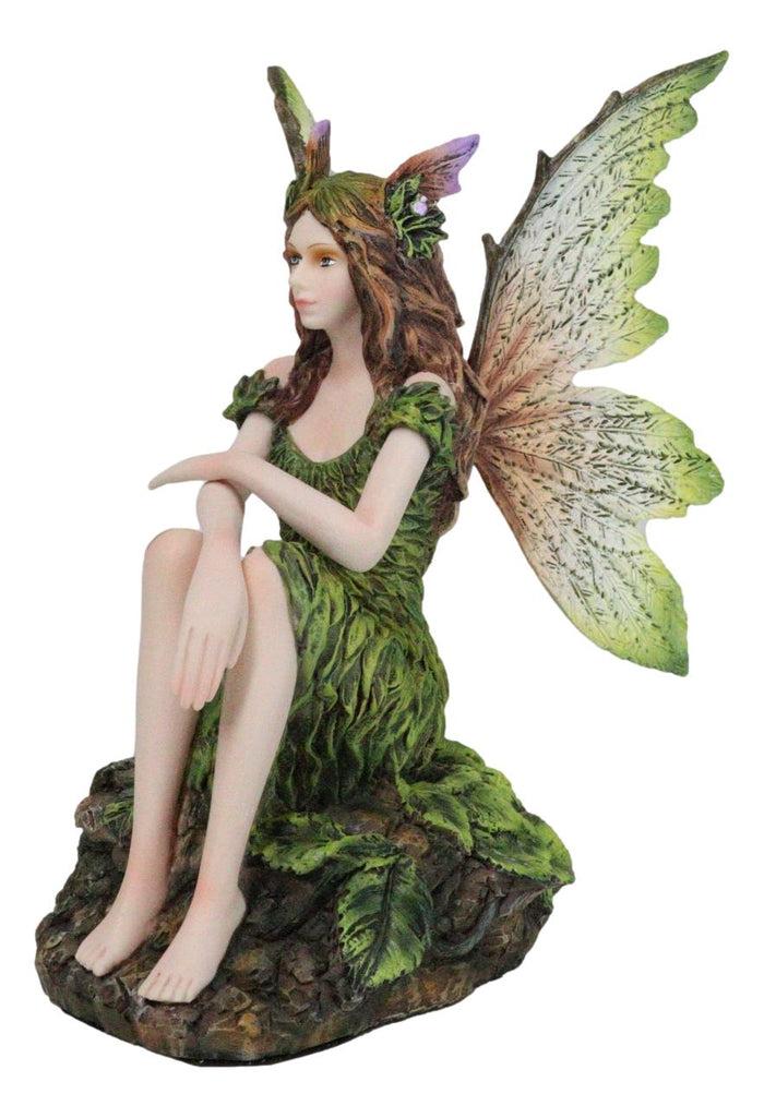 Ebros Gift Sitting Pretty Tribal Elf Pixie Earth Fairy In Green Foliage Dress Figurine