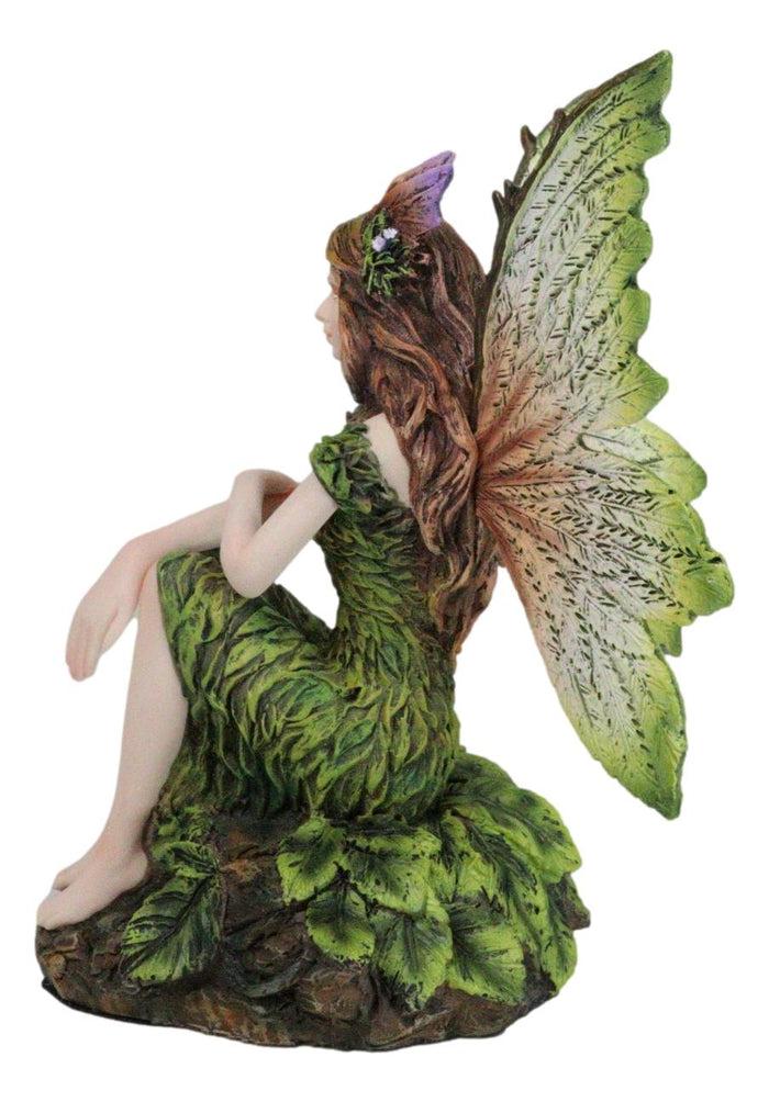 Ebros Gift Sitting Pretty Tribal Elf Pixie Earth Fairy In Green Foliage Dress Figurine