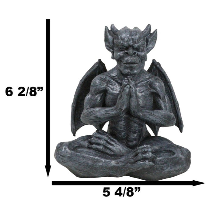 Ebros Gift Sitting Stoic Horned Gargoyle With Wings In Yoga Meditation Lotus Pose Figurine