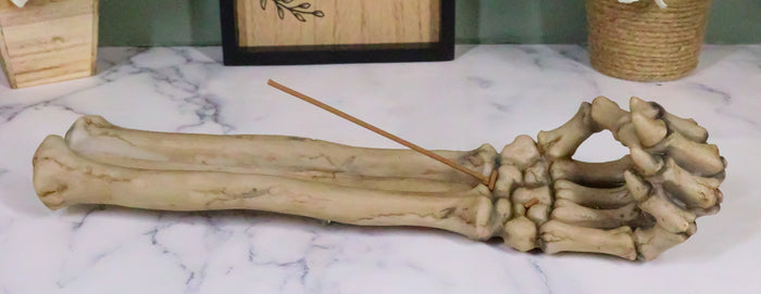 Ebros Gift Skeleton Arm Hand Incense Burner Burnt Skeletal Bone Chilling Offering Decor Figurine