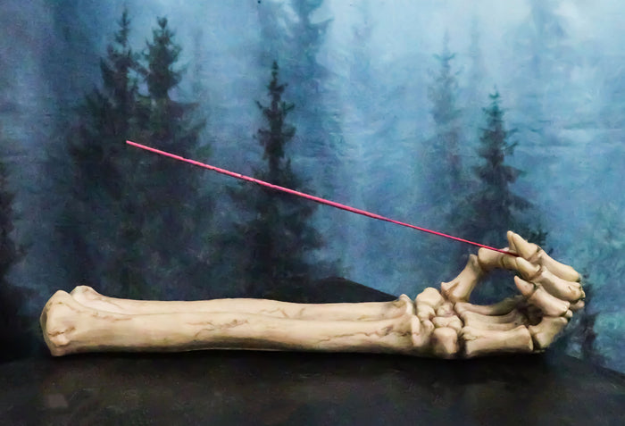ebros gift Skeleton Arm Hand Incense Burner Burnt Skeletal Bone Chilling Offering Decor Figurine