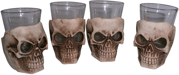 Ebros Gift Skull Shot Glass Set Of 4 Shot Glasses Great For Whiskey Vodka Tequila Or Scotch