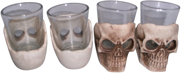 Ebros Gift Skull Shot Glass Set Of 4 Shot Glasses Great For Whiskey Vodka Tequila Or Scotch