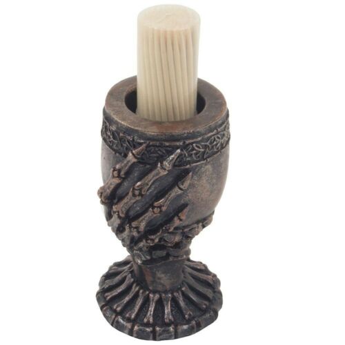 Ebros Gift Skull Skeleton Grip Of Death Chalice Goblet Bronzed Toothpick Holder