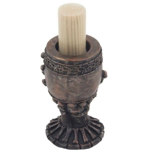 Ebros Gift Skull Skeleton Grip Of Death Chalice Goblet Bronzed Toothpick Holder