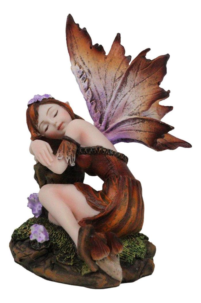 Ebros Gift Sleeping Autumn Fall Pumpkin Orange Girl Fae Fairy In Enchanted Garden Figurine
