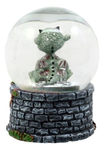 Ebros Gift Small Collectible Whimsical Sulky Baby Dragon Water Globe Figurine With Glitters