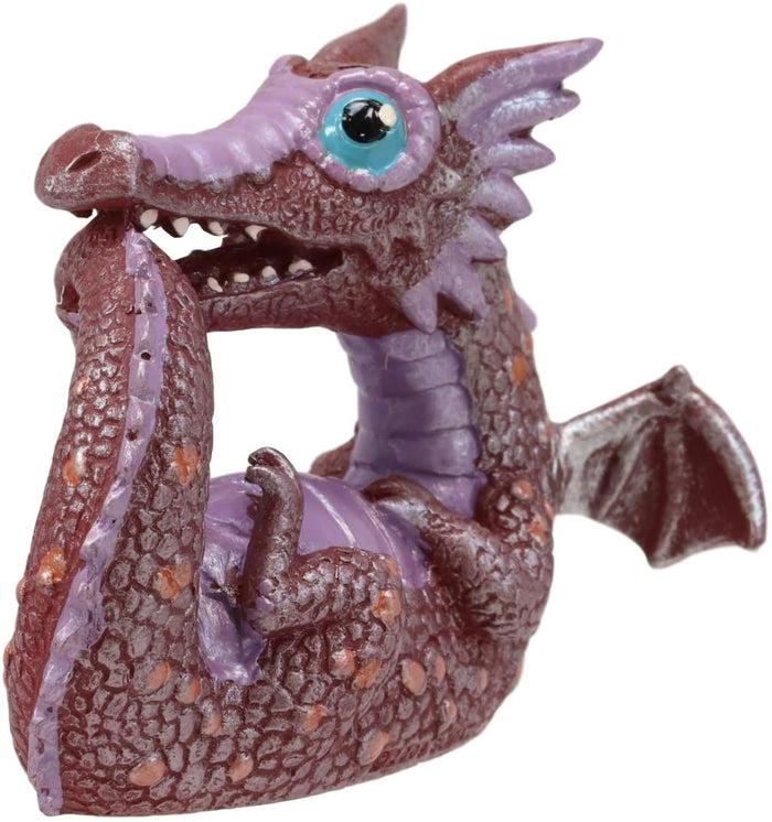 Ebros Gift Small Collector Red Cute Tail Biting Baby Dinosaur Dragon Ornament Figurine